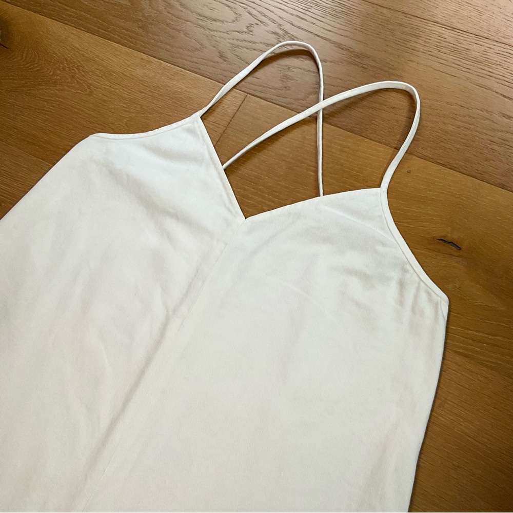 Zara White Boho Strappy Denim Romper Shorts EUC Women's XL Jumpsuit - Picture 3 of 7